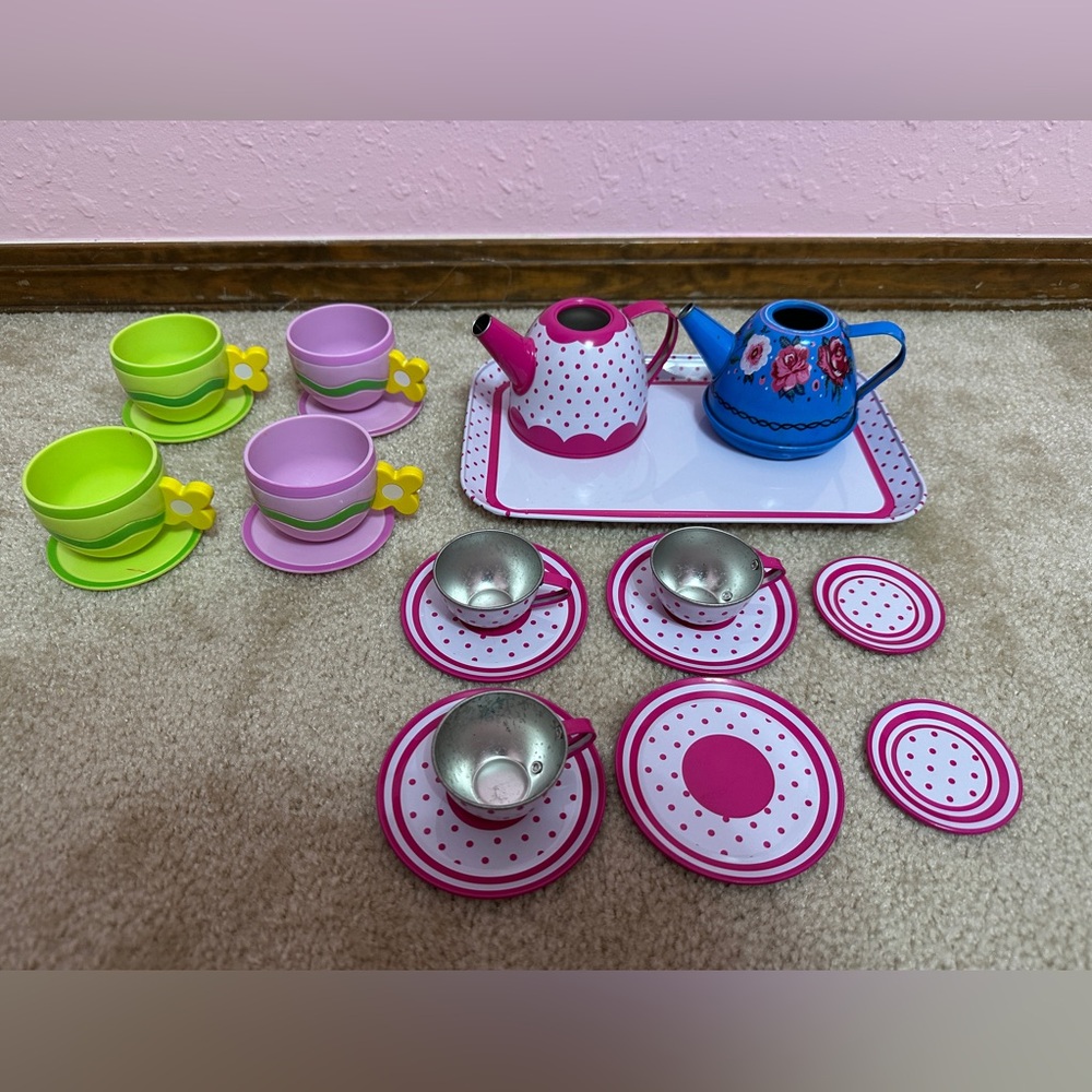 Metal and Plastic Tea Set Replacement Pieces Lot